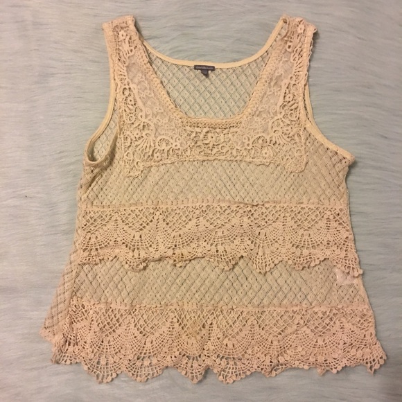 😻Lace Knit tank cream hippie medium - Picture 1 of 2