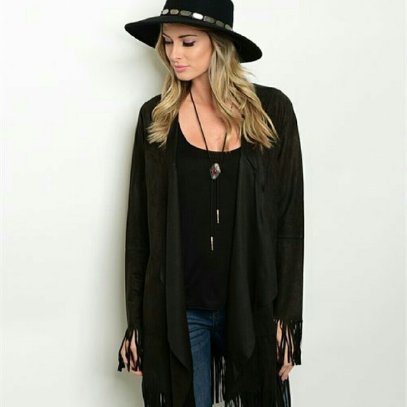 BLACK FRINGE SUEDE JACKET