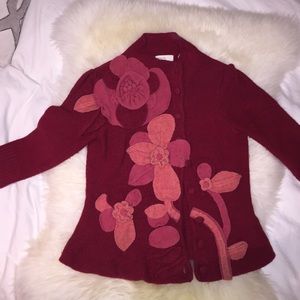 Anthropologie Red Knit Sweater