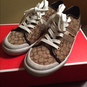 Coach Tennis Shoes (Frances) Khaki Gold