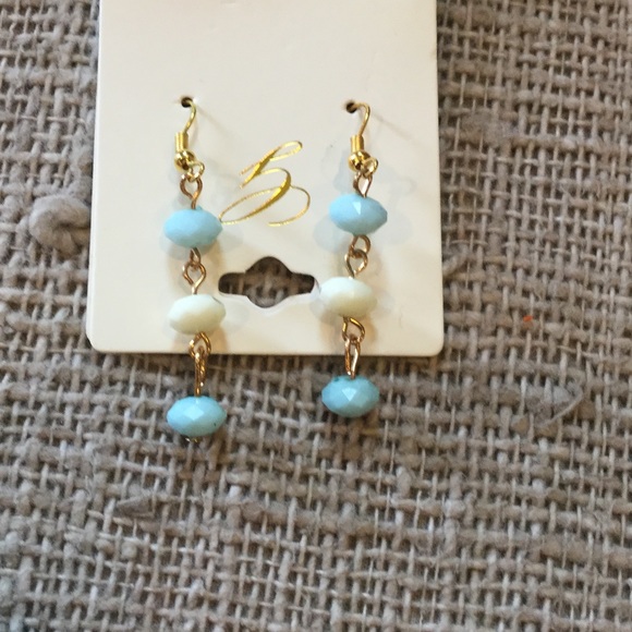 Mint and ivory beaded chain necklace set - Picture 3 of 3