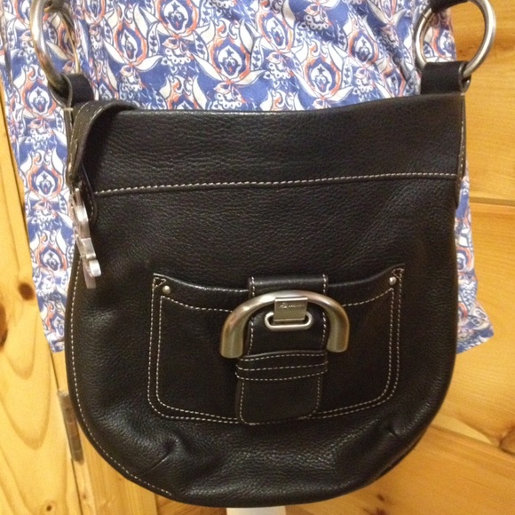 {B McKowsky}pebble leather black cross body bag purse stylish boho - Picture 1 of 3