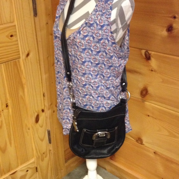 {B McKowsky}pebble leather black cross body bag purse stylish boho - Picture 3 of 3