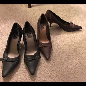 Black and brown heels