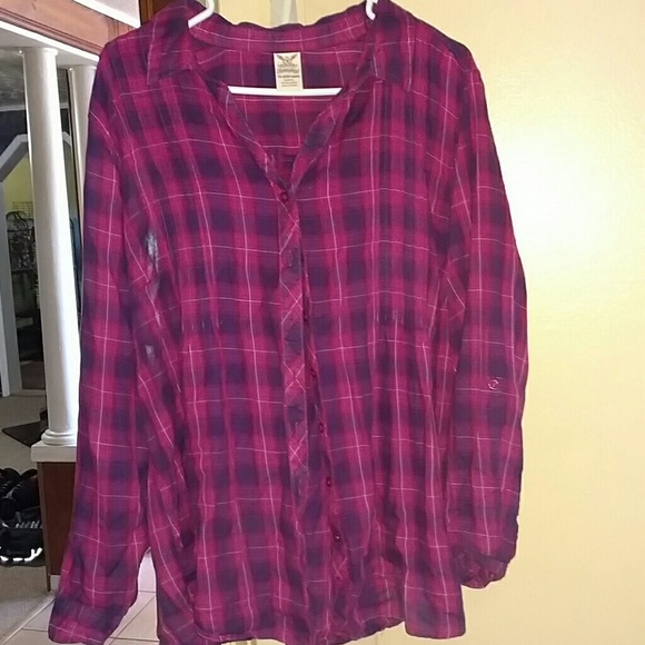 Pink and purple plaid shirt
