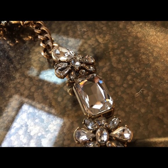 Clear bevel stone faux gold chain necklace