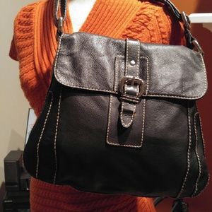 Fossil soft pebbled leather satchel