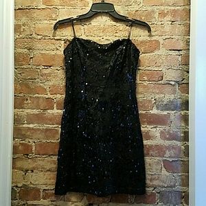 Guess Strapless Black Sequin Party Dress