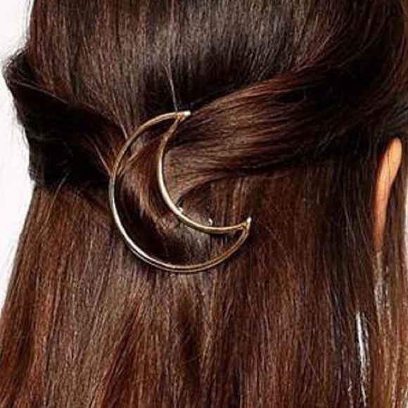 ๐Moon BARRETTE Goldtone Crescent HAIR CLIP Gold - Picture 2 of 2