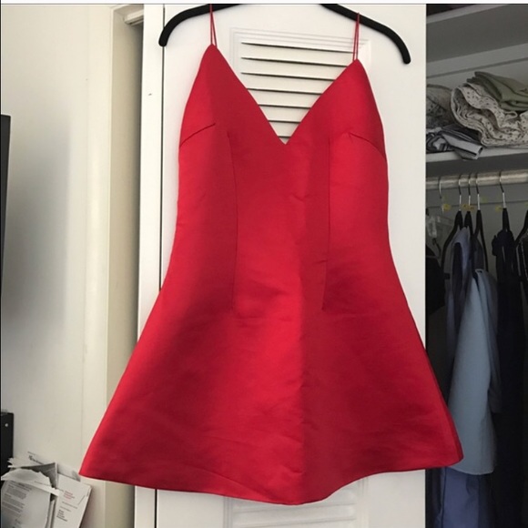 RED SATIN TOBI DRESS