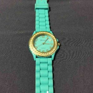 Geneva Turquoise Bling Platinum Watch