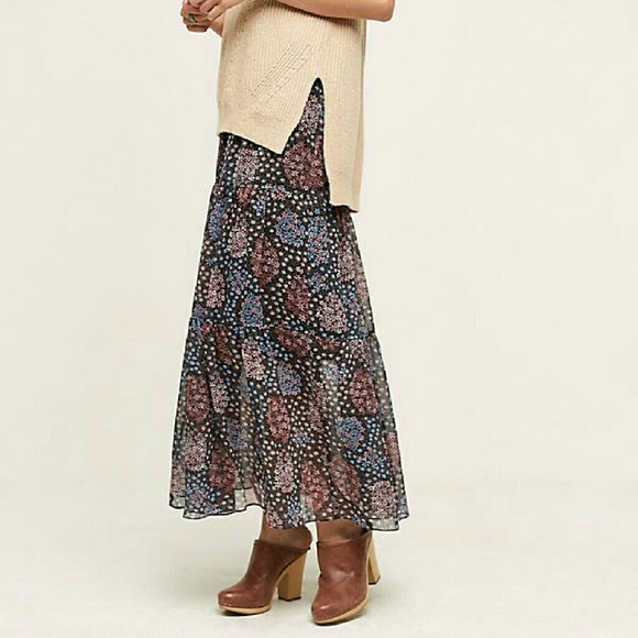 🔮New Anthropologie Moon Lake Maxi Skirt