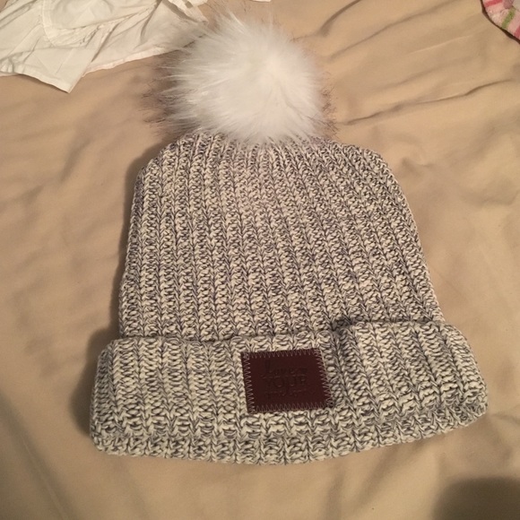 Grey and whit knit Hat