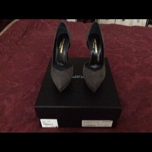 YSL Pumps.  Grey suede.