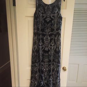 Floor length black and white formal gown