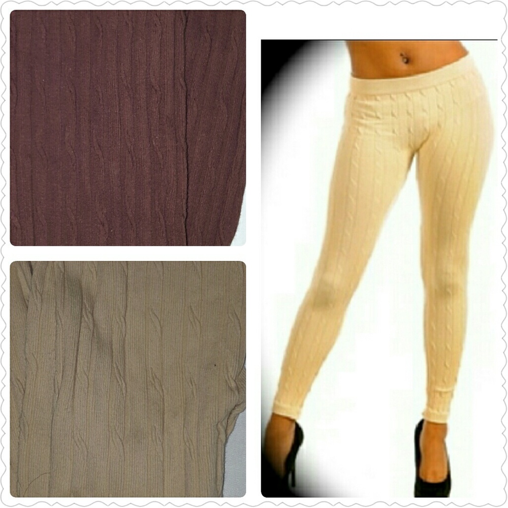 NWOT Coffee Brown Cable Knit Leggings