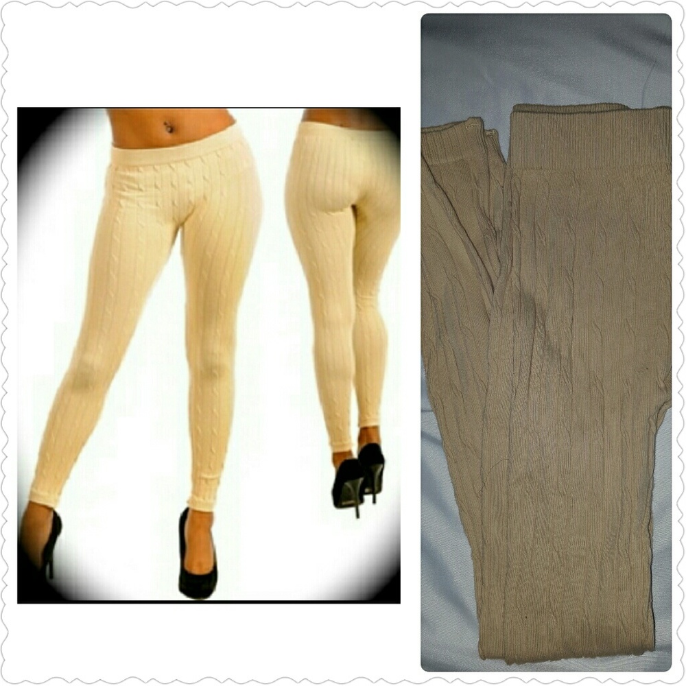 NWOT Tan Cable Knit Legging