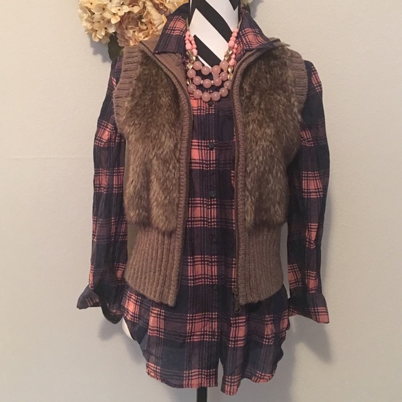 Gap silk plaid shirt