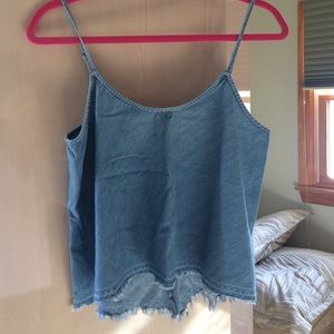 Free People Denim Crochet Crop top