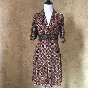 Vintage inspired Candies midi dress with faux belt