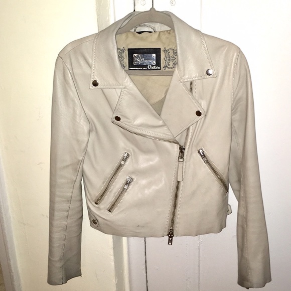 mackage white leather jacket