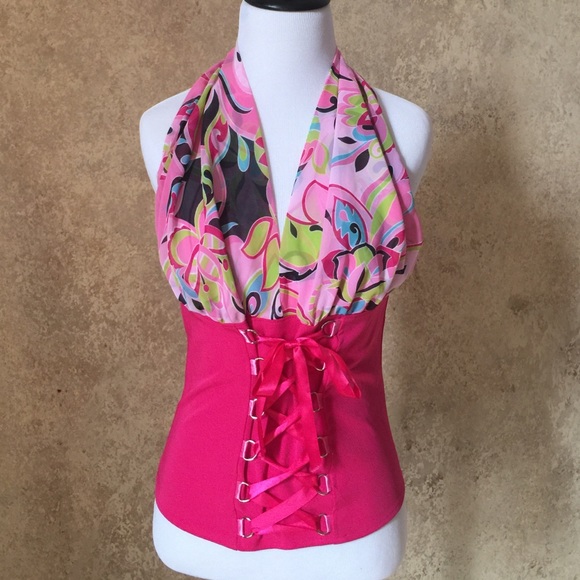 Chiffon Handkerchief Halter Corset Top - Picture 1 of 3