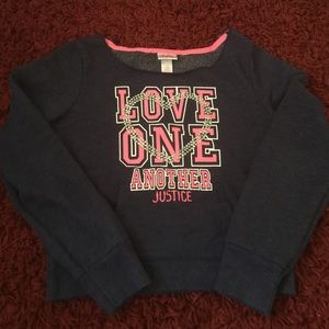 Very cute girls Justice cropped sweatshirt.