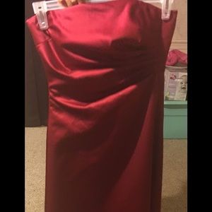Red strapless formal dress