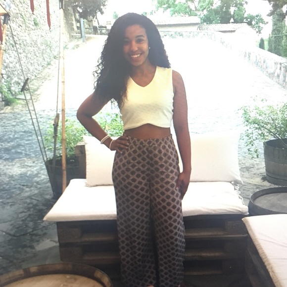 Flowy Wide-leg Patterned Pants