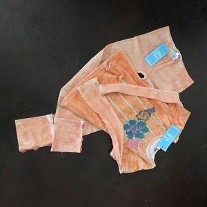 Little Mass orange leggings & velour top set, new