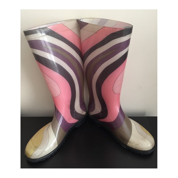 Emilio Pucci Rain Boots Printed 37 6.5 - Picture 2 of 4