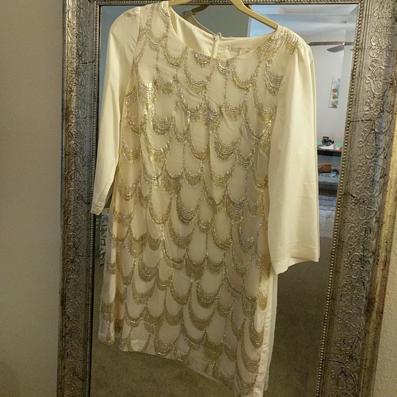 Gold scallop party dress!
