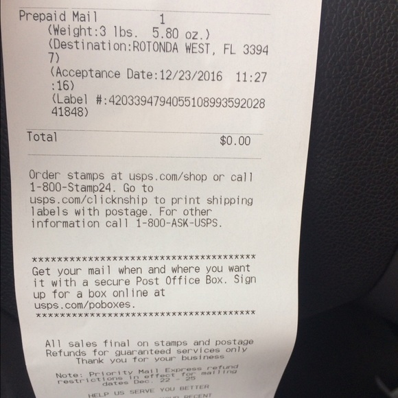 Proof of package sent