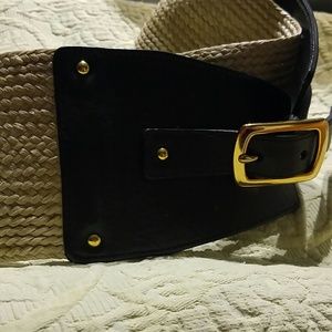 Gorgeous Antonio Melani Wide Leather & Rattan Belt