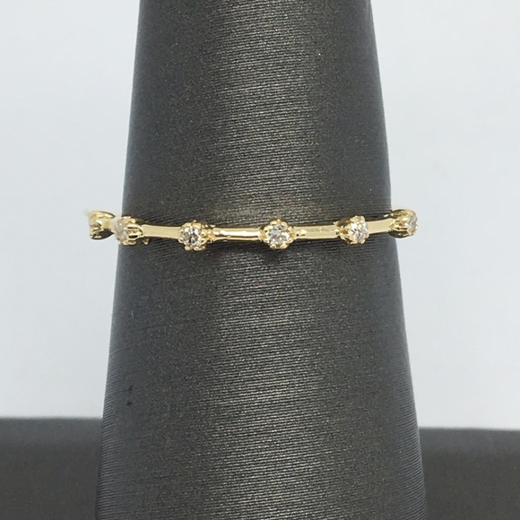 14K Yellow Gold Natural Diamond Stackable Ring