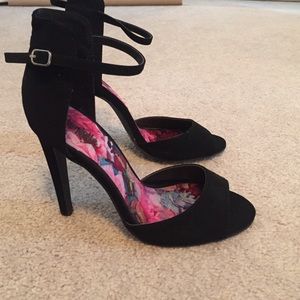 Black ankle strap heels