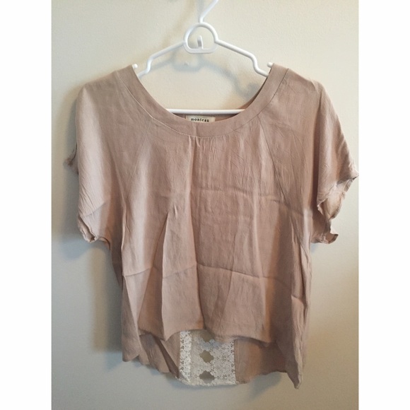 Beige Blouse with Lace-back detail