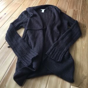 Kirra sweater LS black open cardigan w tie S