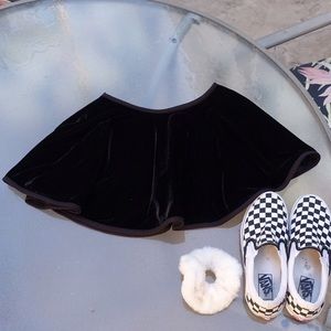 Black velvet skater skirt