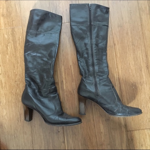 Faux leather knee high boots