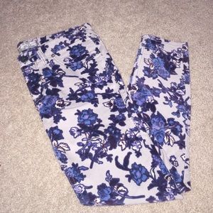 Free People floral corduroy ankle skinny pant