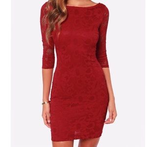 Burgundy lace bodycon dress, like new