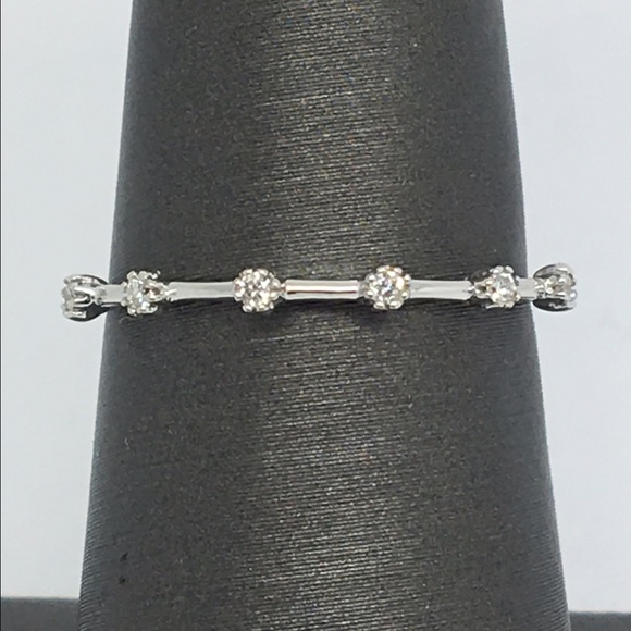 14K White Gold Natural Diamond Stackable Ring