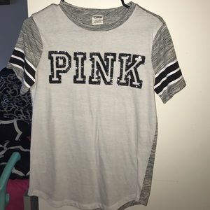 PINK Victoria's Secret Gray/ White shirt. Size XS