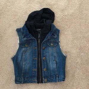 Cute cropped jean vest hoodie