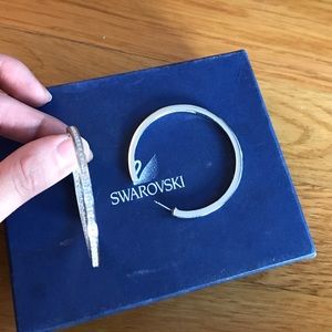 Swarovski like new silver studded hoop earrings
