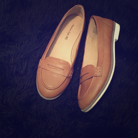 Brown faux leather loafers