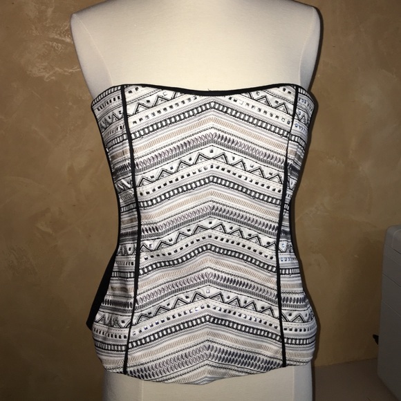 Strapless black silver and gold bling top!!