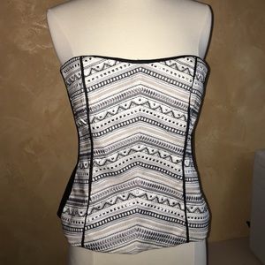 Strapless black silver and gold bling top!!