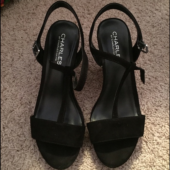 Charles by Charles David Black Wedges (Size 6)